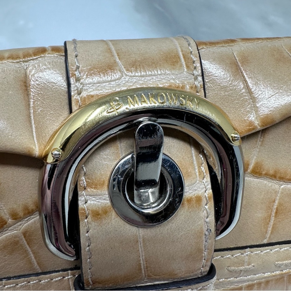 B. Makowski tan Leather Croc Embossed Long Wallet - Picture 4 of 9